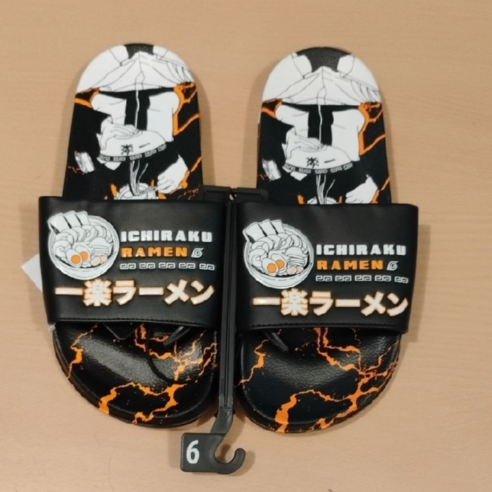 Men's Slide Sandals - Black and Orange